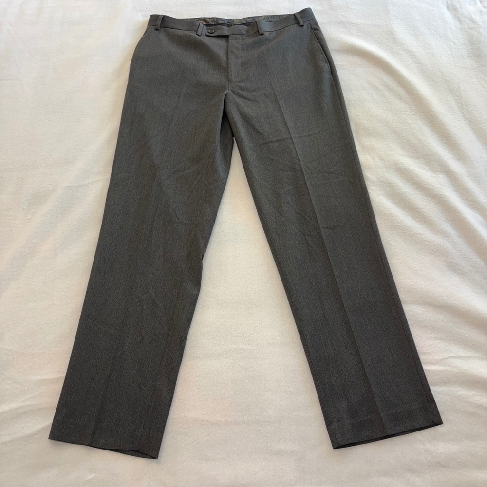 Lauren Ralph Lauren Mens Dress Pants 35x32 Gray Flat Front Straight Leg Trousers